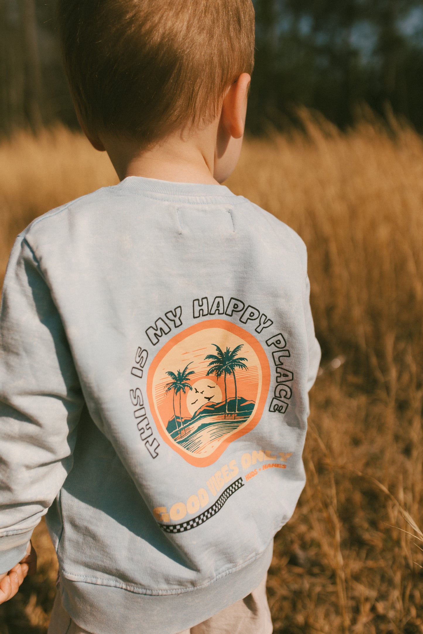 Happy Place Acid Wash Crew Neck