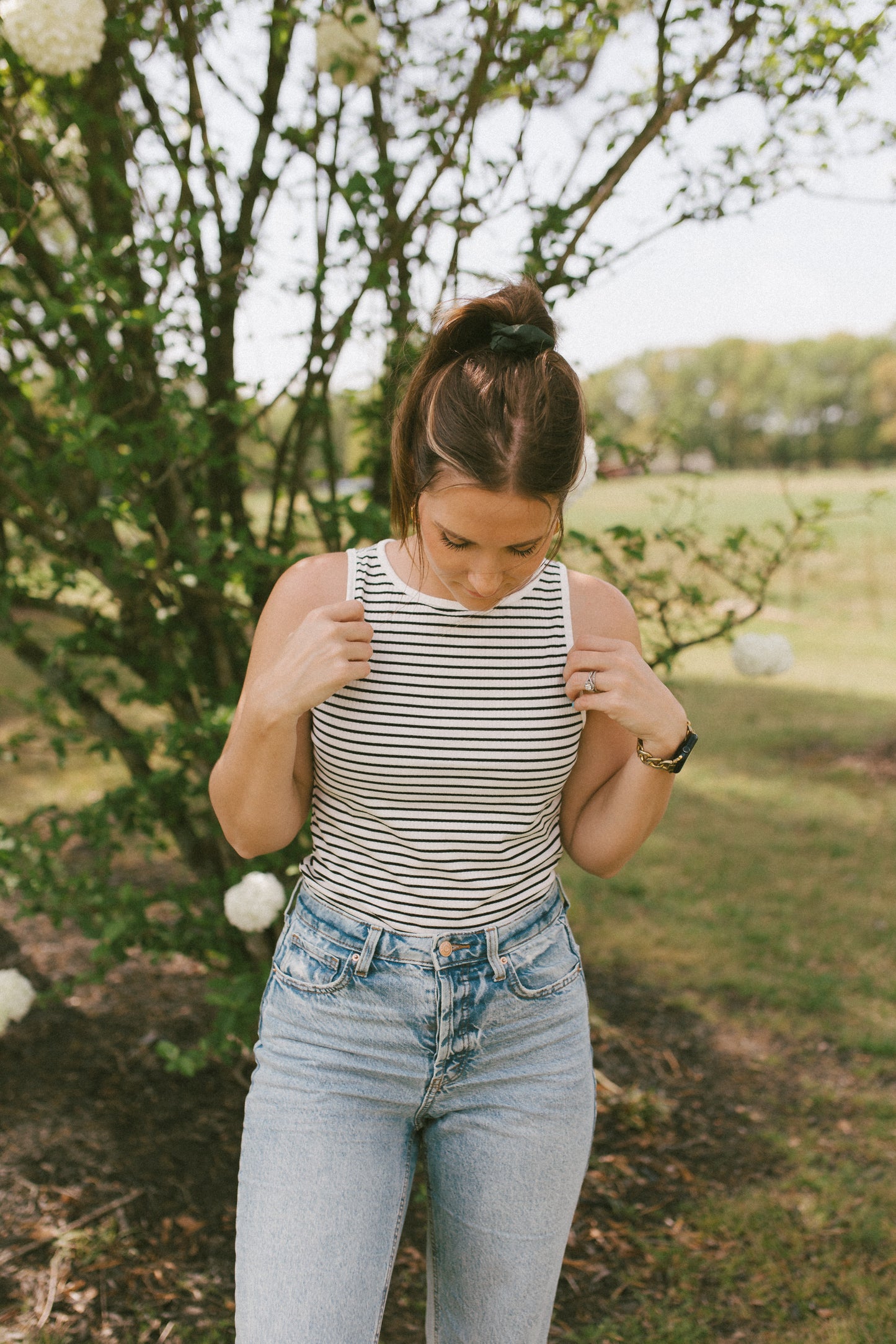 With Grace Stripe Ribbed Knit Tank Top