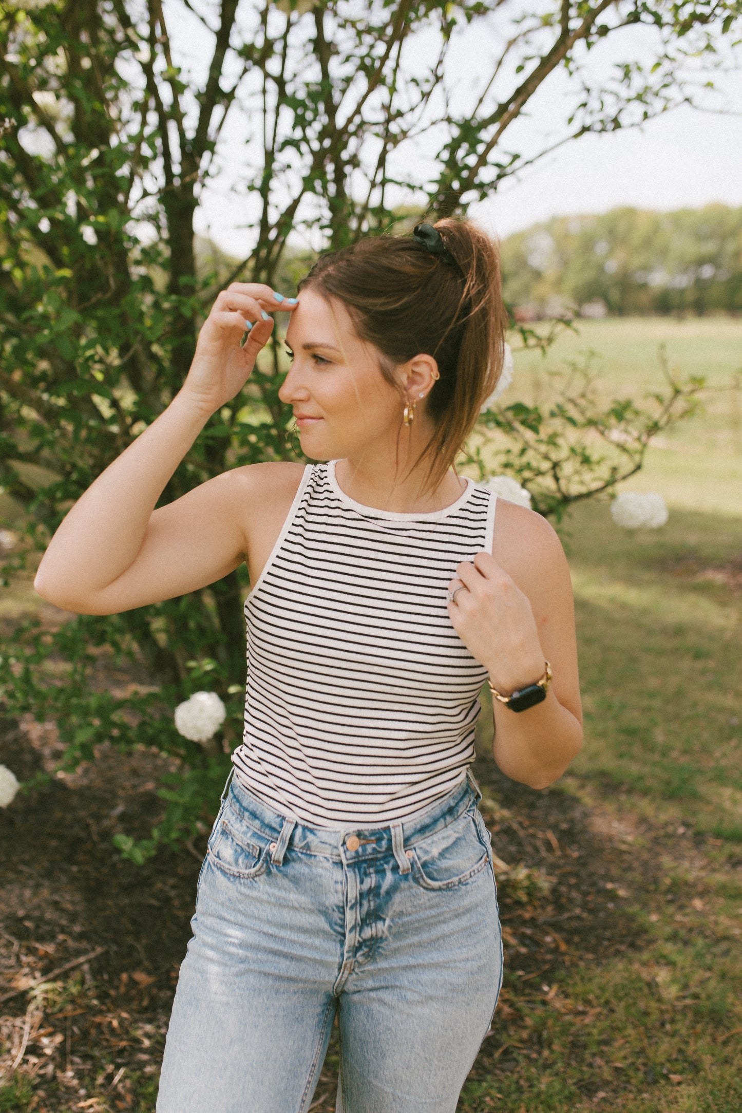 With Grace Stripe Ribbed Knit Tank Top