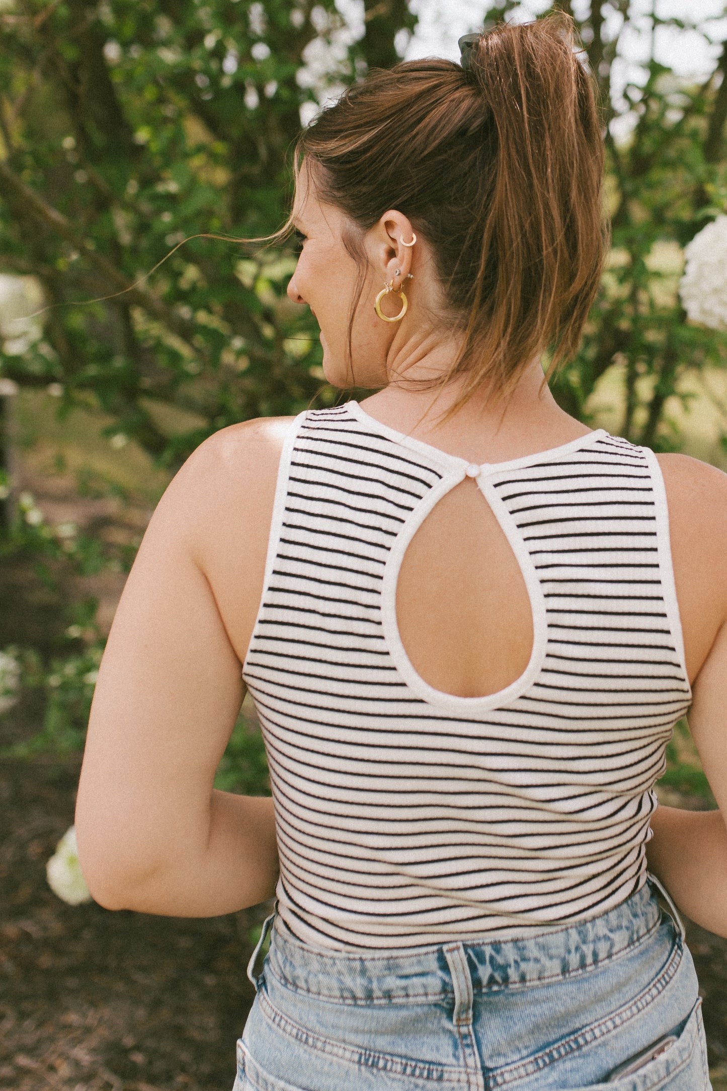 With Grace Stripe Ribbed Knit Tank Top