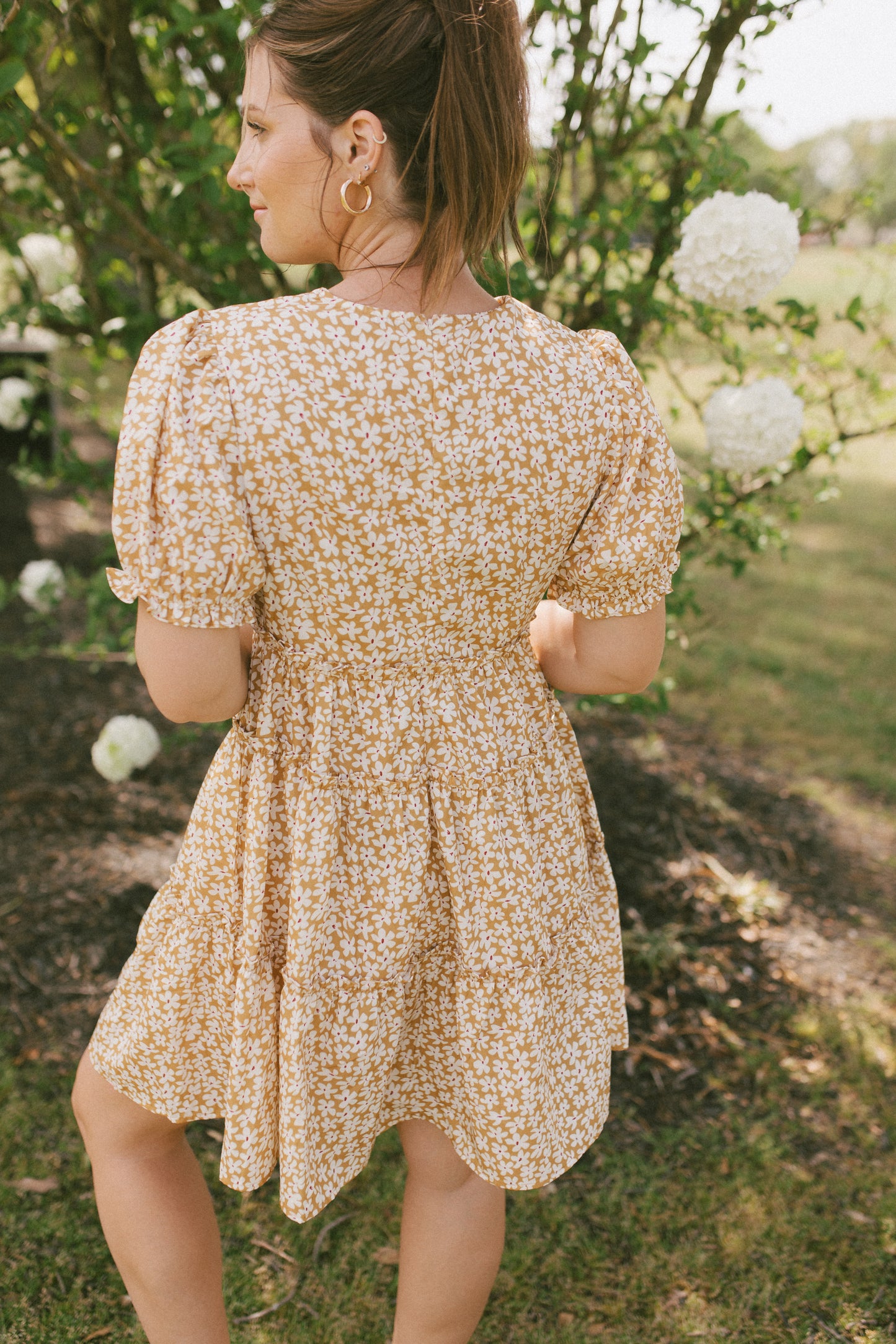 Sunshine Girl Floral Ruffle Sleeve Yellow Dress