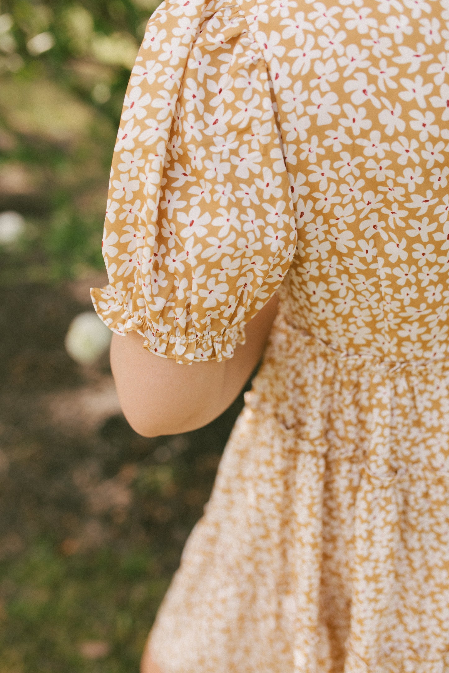 Sunshine Girl Floral Ruffle Sleeve Yellow Dress
