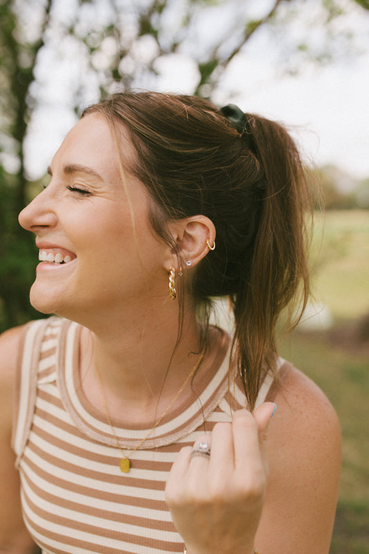 Gold Twist Hoop Earrings
