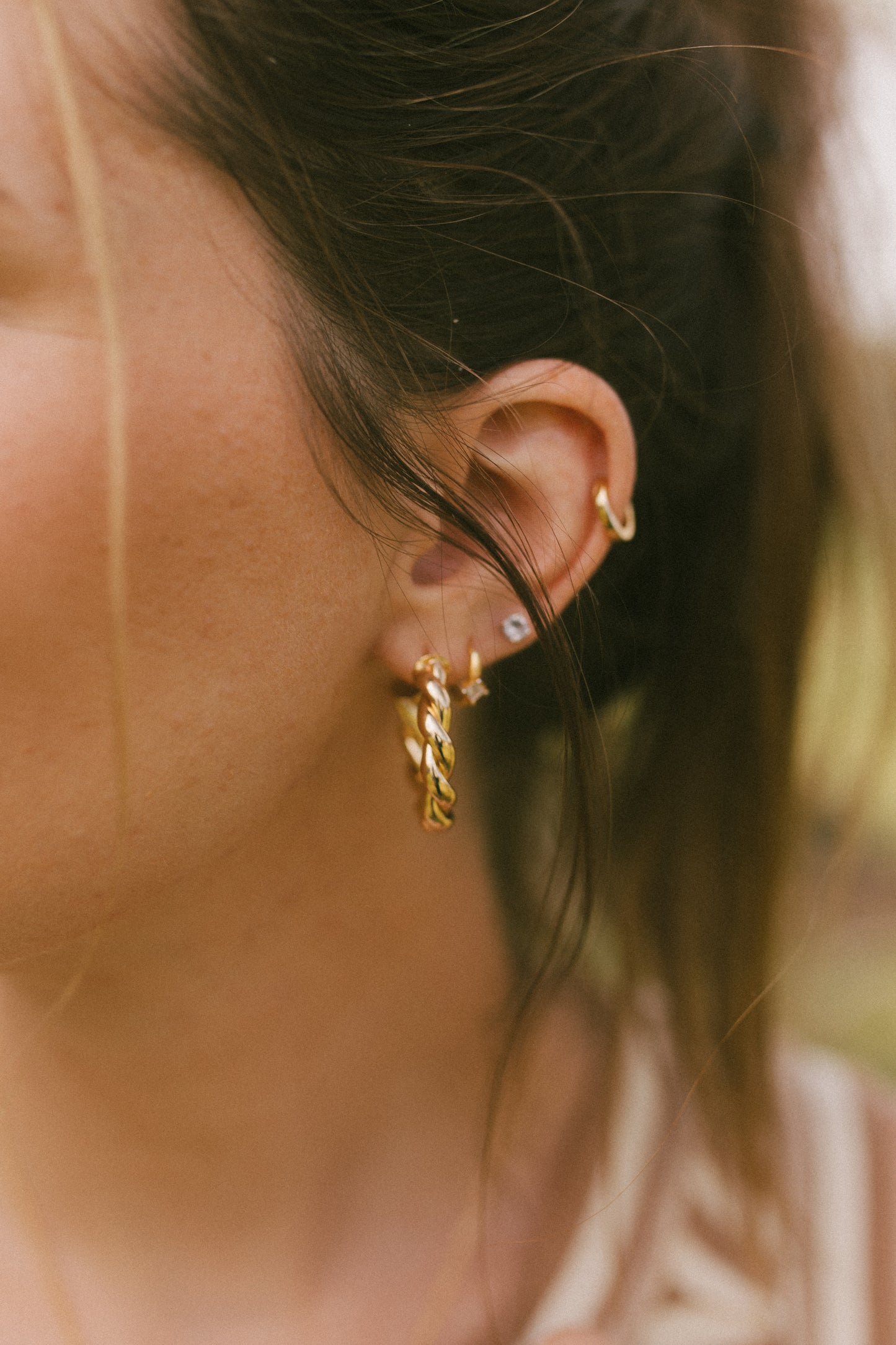 Gold Twist Hoop Earrings